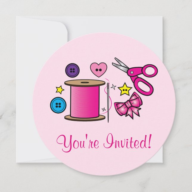 Sewing Crafts Birthday Party Invitation (Front)