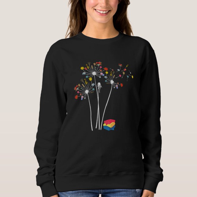 Sewing Dandelion Flowers Quilting Quilt Shop Sweatshirt (Front)