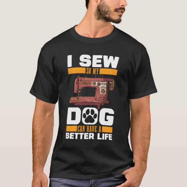 Sewing Dog family retro T-Shirt (Front)