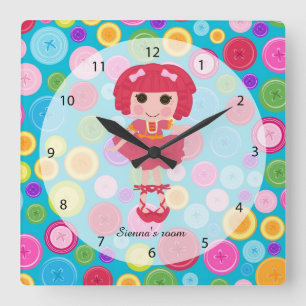 Sewing doll square wall clock