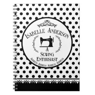 Sewing Enthusiast Black White Notebook