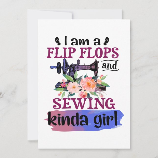 Sewing Gift | I Am A Flip Flops And Sewing Save The Date (Front)