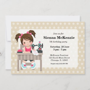 Sewing girl invitation