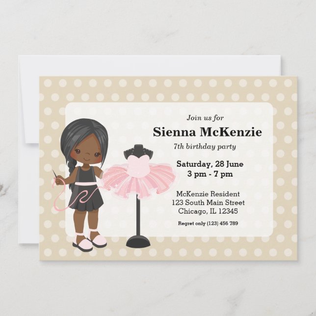 Sewing girl invitation (Front)