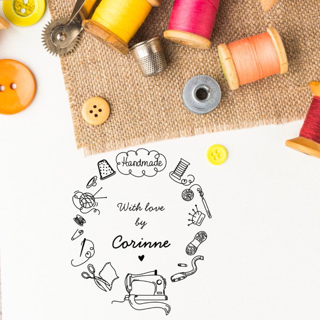 Sewing Handmade with Love Hand-drawn  Rubber Stamp (Creator Uploaded)