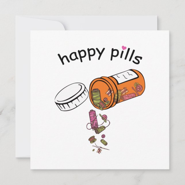 Sewing | Happy Pills Sewing Invitation (Front)