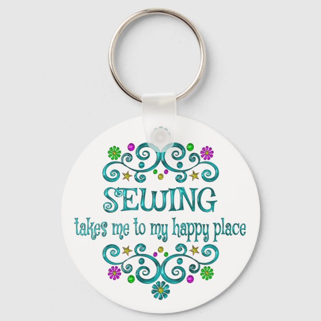 Sewing Happy Place Key Ring (Front)