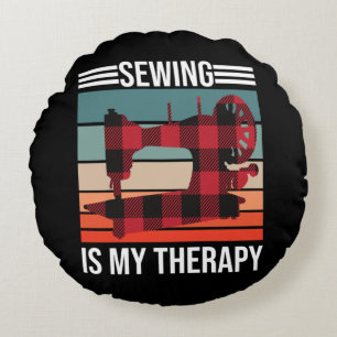 Sewing Is My Therapy Round Cushion