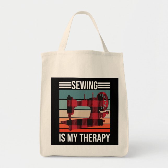 Sewing Is My Therapy Tote Bag (Front)