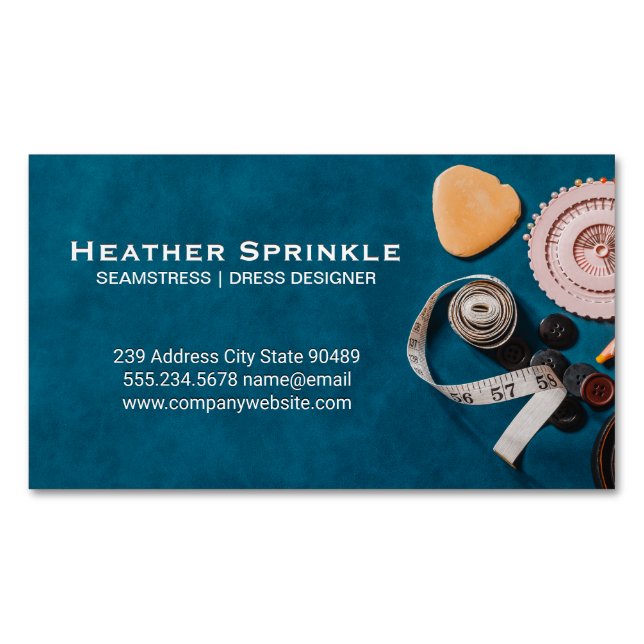 Sewing Kit Tools | Backdrop Magnetic Business Card (Front)