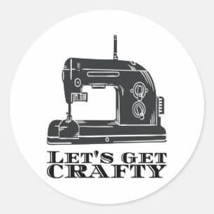 Sewing - Let's Get Crafty Classic Round Sticker