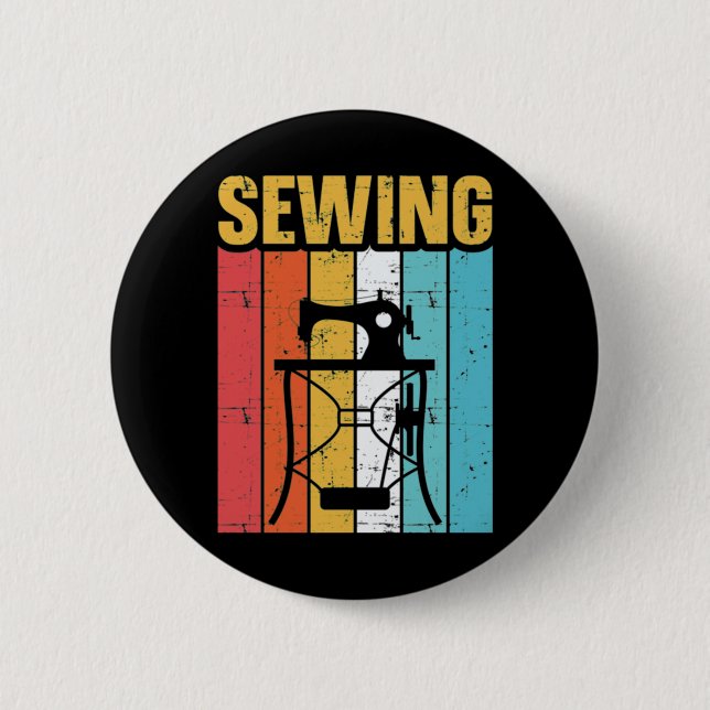 Sewing Machine 6 Cm Round Badge (Front)