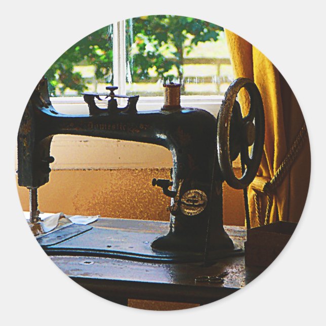Sewing Machine and Lamp Classic Round Sticker (Front)