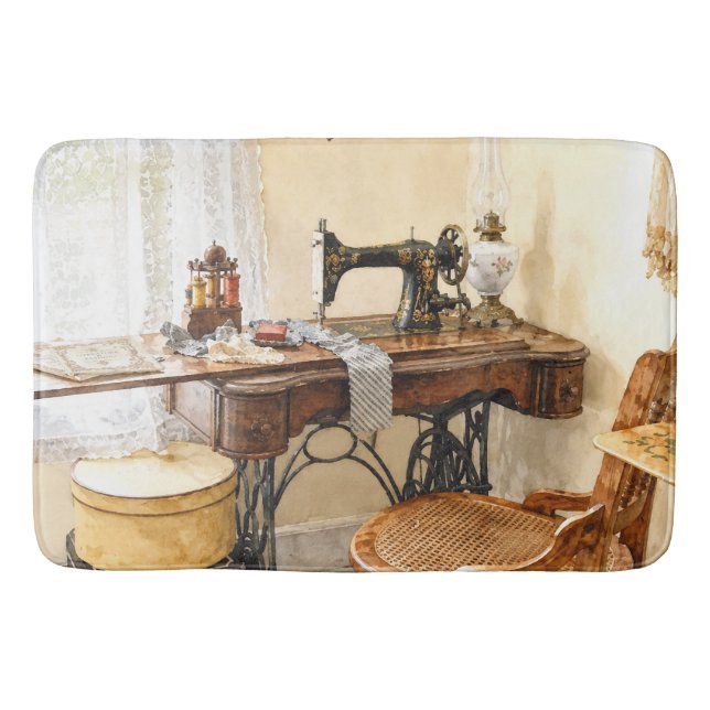 Sewing Machine and Thread Carousel Bath Mat (Front)
