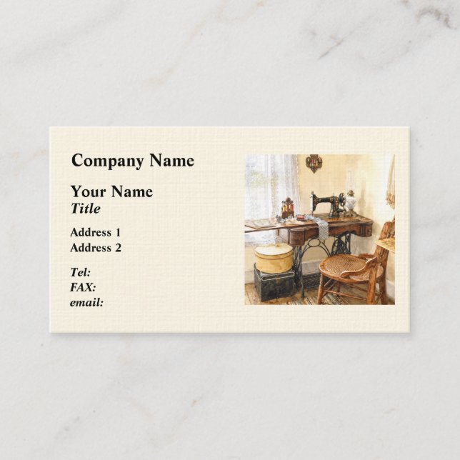 Sewing Machine and Thread Carousel Business Card (Front)