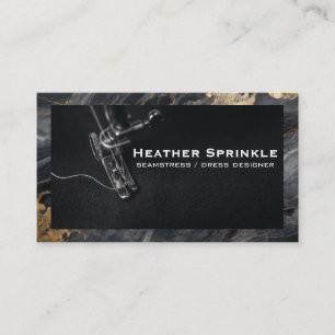 Sewing Machine   Black Gold Marble Business Card