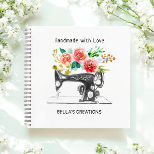 Sewing Machine Black White Crafter Dressmaker  Notebook