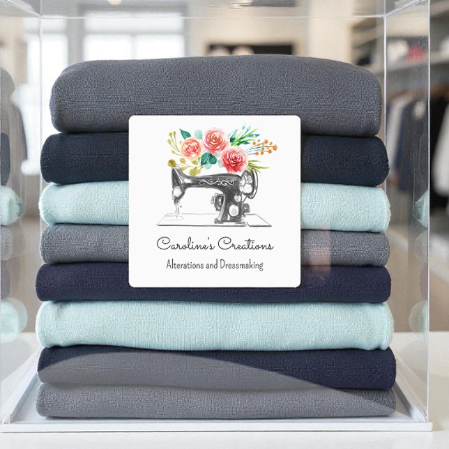 Sewing Machine Black White Seamstress Tailor Label (Creator Uploaded)