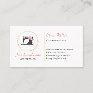 Sewing machine business card watercolor black pink
