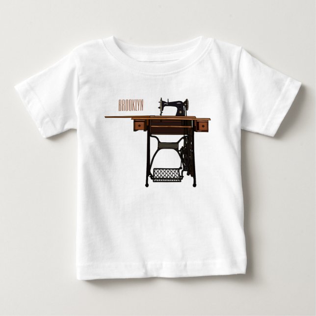 Sewing machine cartoon illustration  baby T-Shirt (Front)