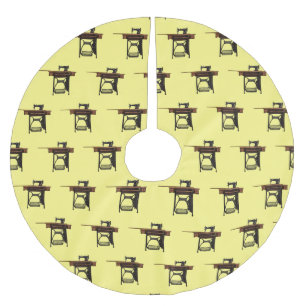 Sewing machine cartoon illustration  brushed polyester tree skirt