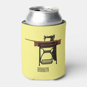 Sewing machine cartoon illustration can cooler