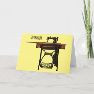 Sewing machine cartoon illustration  card