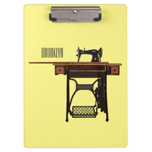 Sewing machine cartoon illustration clipboard