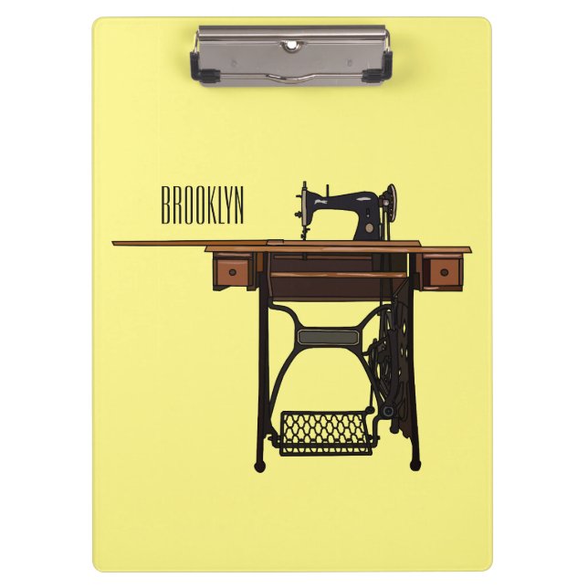 Sewing machine cartoon illustration  clipboard (Front)