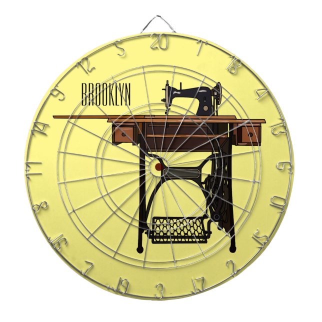 Sewing machine cartoon illustration  dartboard (Front)