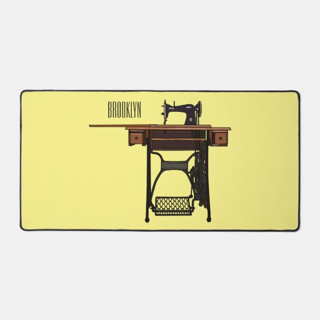 Sewing machine cartoon illustration  desk mat (Front)