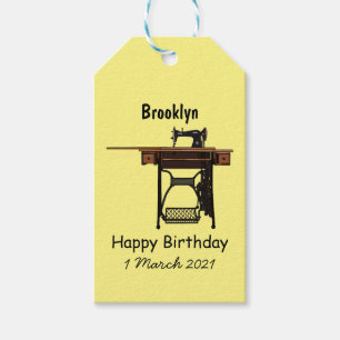 Sewing machine cartoon illustration gift tags