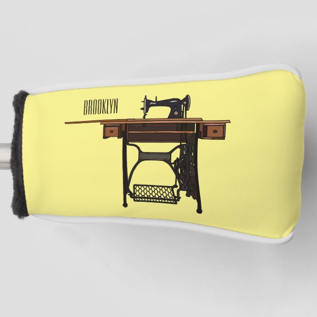 Sewing machine cartoon illustration  golf head cover (Front)