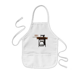 Sewing machine cartoon illustration kids apron