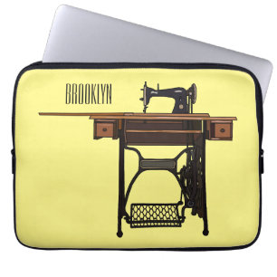 Sewing machine cartoon illustration  laptop sleeve