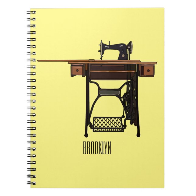 Sewing machine cartoon illustration  notebook (Front)