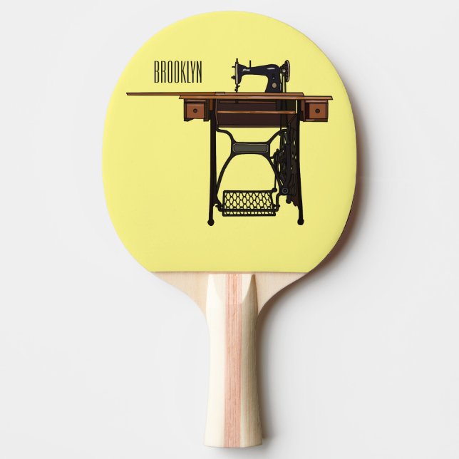 Sewing machine cartoon illustration  ping pong paddle (Front)