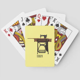 Sewing machine cartoon illustration playing cards