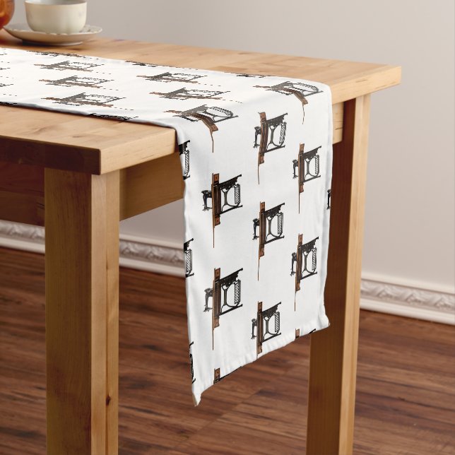 Sewing machine cartoon illustration  short table runner (In Situ)