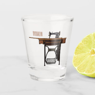 Sewing machine cartoon illustration shot glass