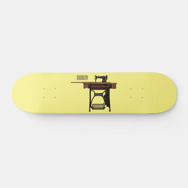 Sewing machine cartoon illustration  skateboard (Horz)