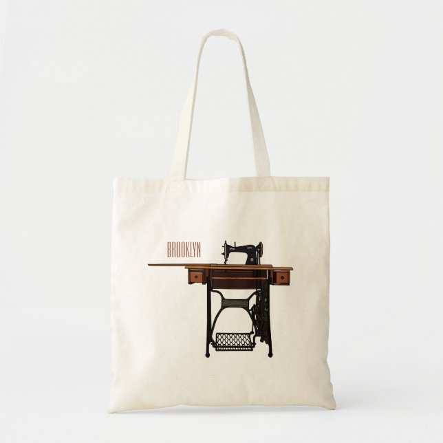 Sewing machine cartoon illustration  tote bag (Front)