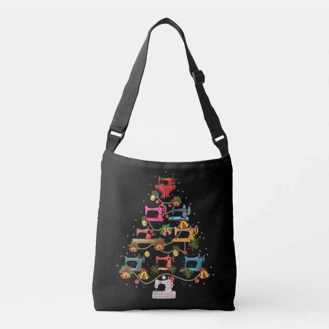 Sewing Machine Christmas Tree Crossbody Bag (Front)