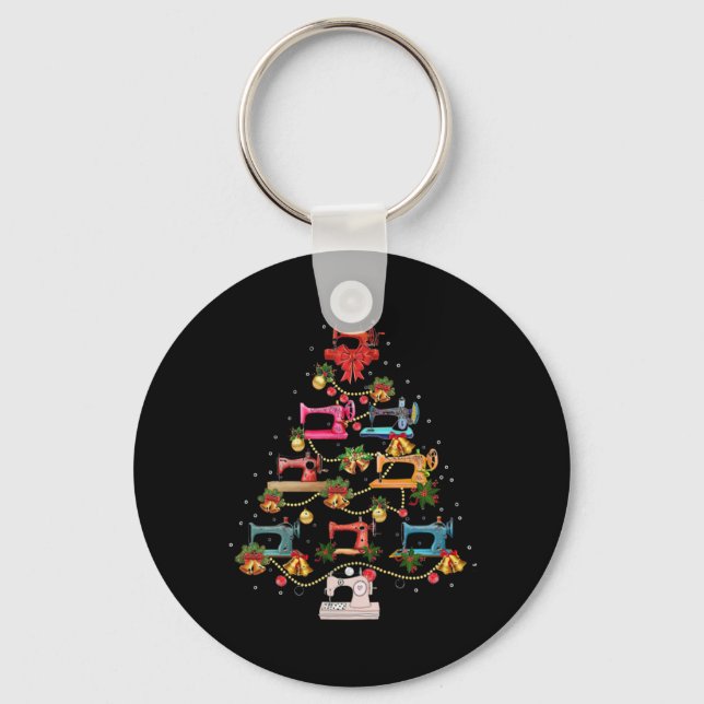 Sewing Machine Christmas Tree Key Ring (Front)