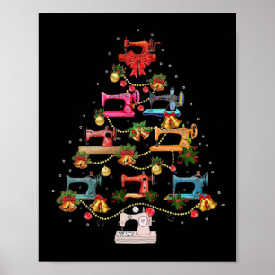 Sewing Machine Christmas Tree Poster