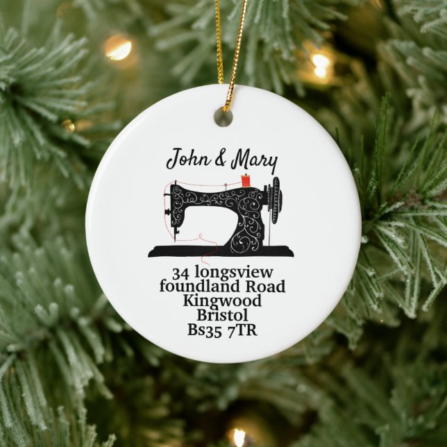 sewing machine crafter christmas business ceramic ornament (Tree)