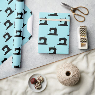 Sewing Machine Crafts Black Wrapping Paper