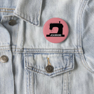 Sewing Machine Crafts Icon / Your Text 6 Cm Round Badge