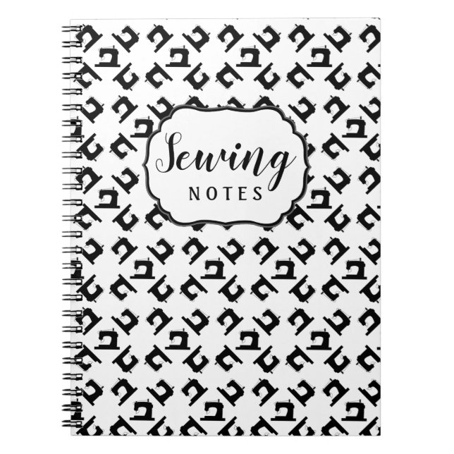 Sewing Machine Crafts Pattern Organising Notebook (Front)