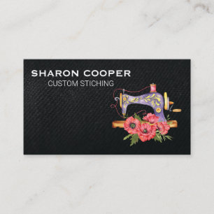 Sewing Machine Flowers Seamstress Business Card